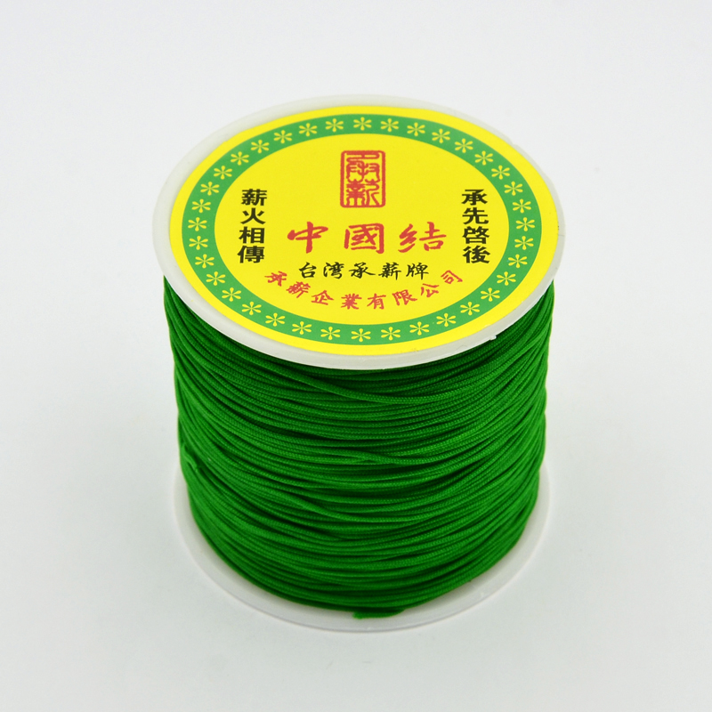 PandaHall Round String Thread Polyester Fibre Cords, Green, 0.7mm, about 100m/roll Polyester Green