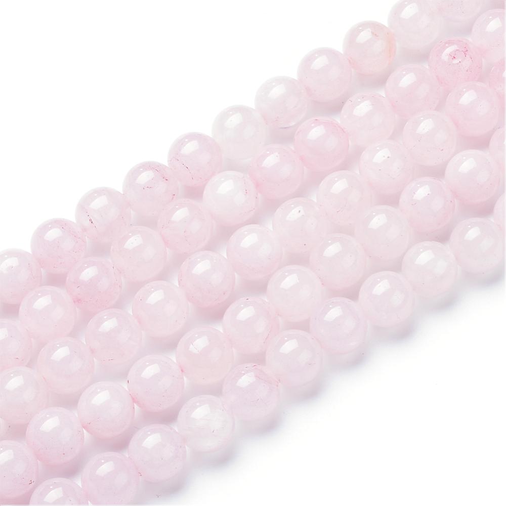 PandaHall Natural Rose Quartz Bead Strands, Round, 8mm, Hole: 1mm; about 50pcs/strand, 15.7" Rose Quartz Round