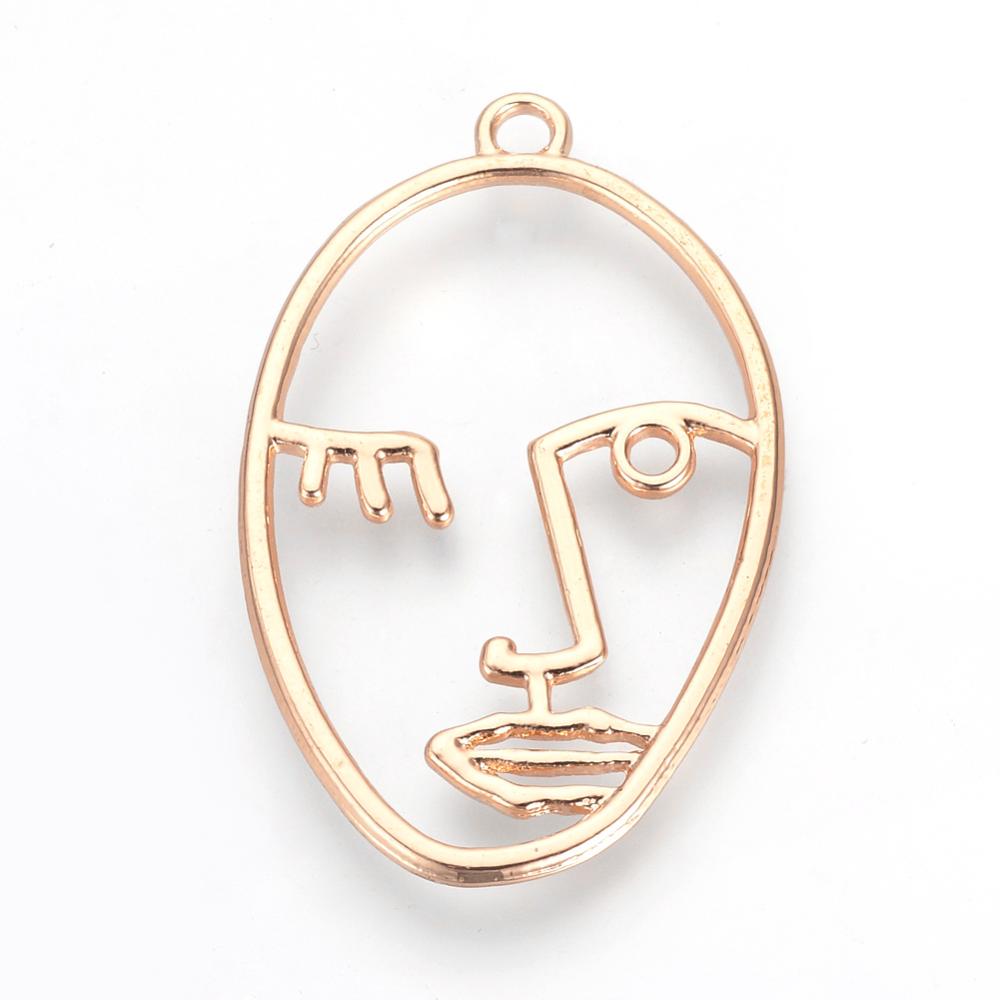 PandaHall Tibetan Style Alloy Open Back Bezel Pendants, For DIY Resin, Pressed Flower Jewelry, Face, Light Gold, 38.5x24x1.5mm, Hole: 2.5mm...