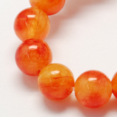 PandaHall Two Tone Natural Jade Bead Strands, Dyed, Round, DarkOrange, 10mm; Hole: 1mm, about 38pcs/strand, 14.9" Other Jade Round Orange