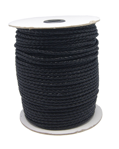 PandaHall Imitation Leather Cord, Black, HempFlower, Size: about 125mm in diameter, 143mm high, cord: about 4mm in diameter, 100yard/roll....