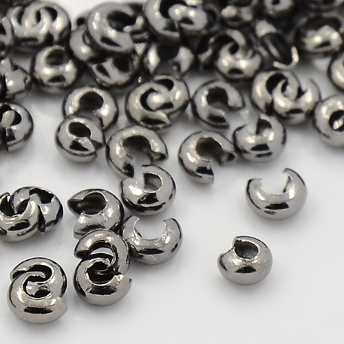 PandaHall Iron Crimp Beads Covers, Cadmium Free & Nickel Free & Lead Free, Gunmetal, 3mm; Hole: 1.2~1.5mm Iron