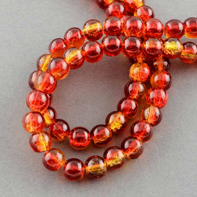 PandaHall Spray Painted Crackle Glass Beads Strands, Round, Tomato, 10mm; Hole: 1.3~1.6mm, 31.4" Glass Round Red