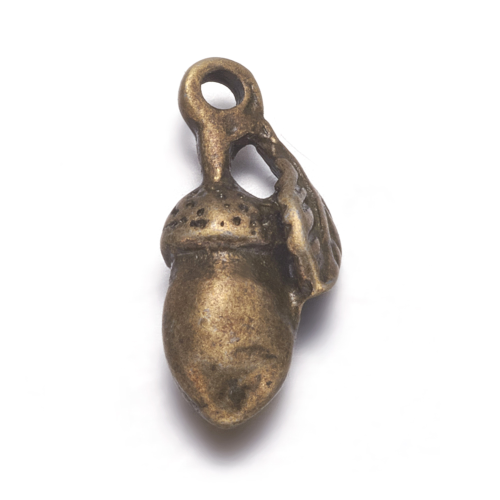 PandaHall Metal Alloy Pendants, Lead Free and Cadmium Free, Acorns, Antique Bronze, 16x6x5mm, hole: 2mm Alloy Fruit