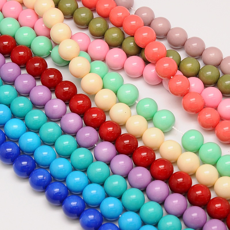 PandaHall Environmental Round Dyed Baking Paint Glass Beads Strands, Cotton Cord Threaded, Mixed Color, 10mm, Hole: 0.7~1.1mm Glass Round...