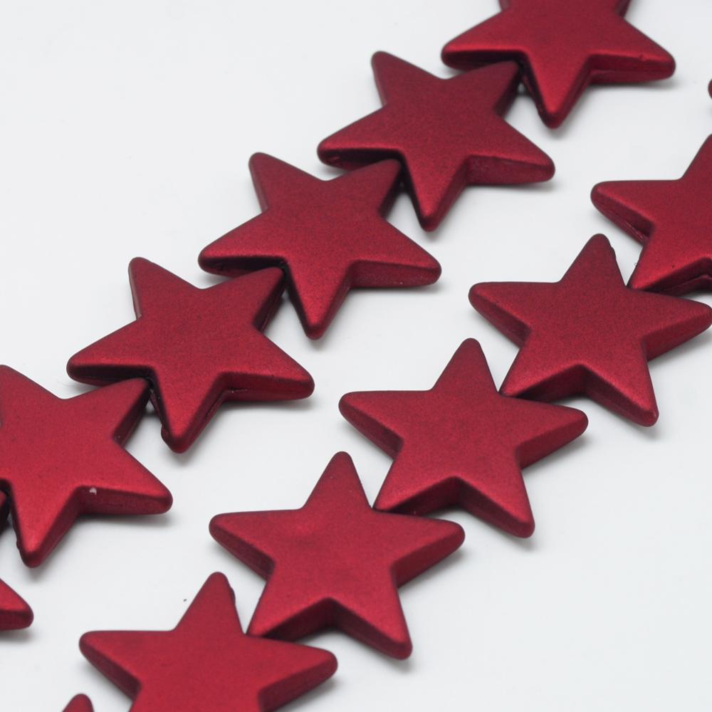 PandaHall Rubberized Style Acrylic Beads Strands, Star, DarkRed, 26x27.5x5.5mm, Hole: 1.5mm Acrylic Star Red