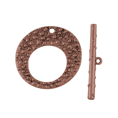 PandaHall Alloy Toggle Clasps, Cadmium Free & Nickel Free & Lead Free, Red Copper, 54x9x5mm, Hole: 3mm Alloy