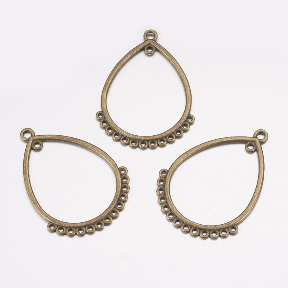 PandaHall Tibetan Style Connectors, Alloy, Cadmium Free & Nickel Free & Lead Free, Drop, Antique Bronze Color, Size: about 47mm long, 36mm...