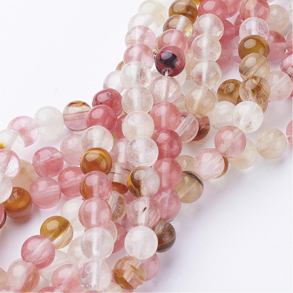 PandaHall Tigerskin Glass Beads, Round, Colorful, Beads: 8mm in diameter, hole: 1mm. 15", 48pcs/strand Tigerskin Glass Round