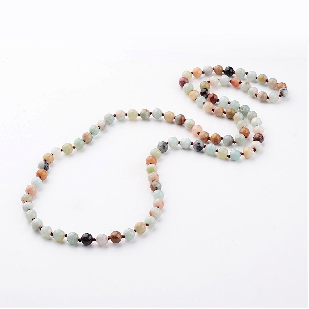 PandaHall Natural Amazonite Necklaces, Beaded Necklaces, 35.4" Amazonite