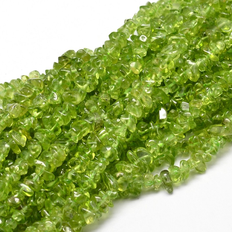 PandaHall Natural Olive Quartz Chip Beads Strands, 5~14x4~10mm, Hole: 1mm; about 15.5"~16.1" Olive Quartz Chip