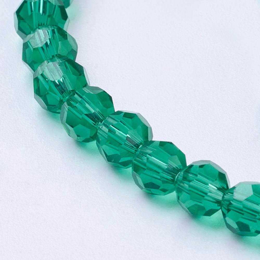PandaHall Glass Beads Strands, Faceted, Round, Teal, 4mm, Hole: 1mm; about 100pcs/strand, 13.7" Glass Round Cyan