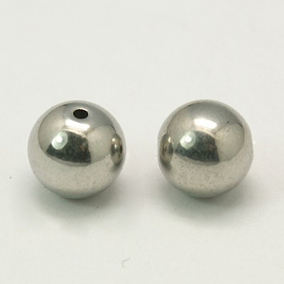 PandaHall 304 Stainless Steel Beads, Round, Stainless Steel Color, 8mm, Hole: 1.5mm Stainless Steel Round