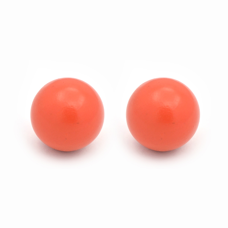 PandaHall No Hole Spray Painted Brass Round Ball Beads Fit Cage Pendants, OrangeRed, 16mm Brass Round Red