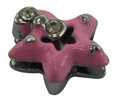 PandaHall Letter Slide Charms, Alloy Rhinestone Beads, Platinum, about 14mm long, 13mm wide, 6mm thick, hole: 1.5x8mm Alloy+Rhinestone Star