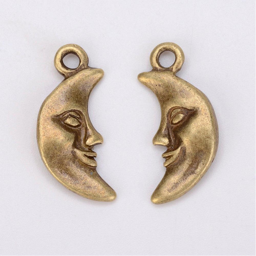 PandaHall Tibetan Style Pendants, Lead Free & Cadmium Free & Nickel Free, Crescent Moon, Antique Bronze, about 19mm long, 9.5mm wide, 3mm...