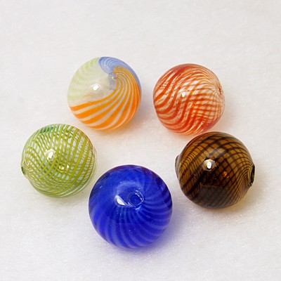 PandaHall Handmade Blown Glass Globe Beads, Round, Mixed Color, about 20mm in diameter, hole: 1~2mm Glass Round Multicolor