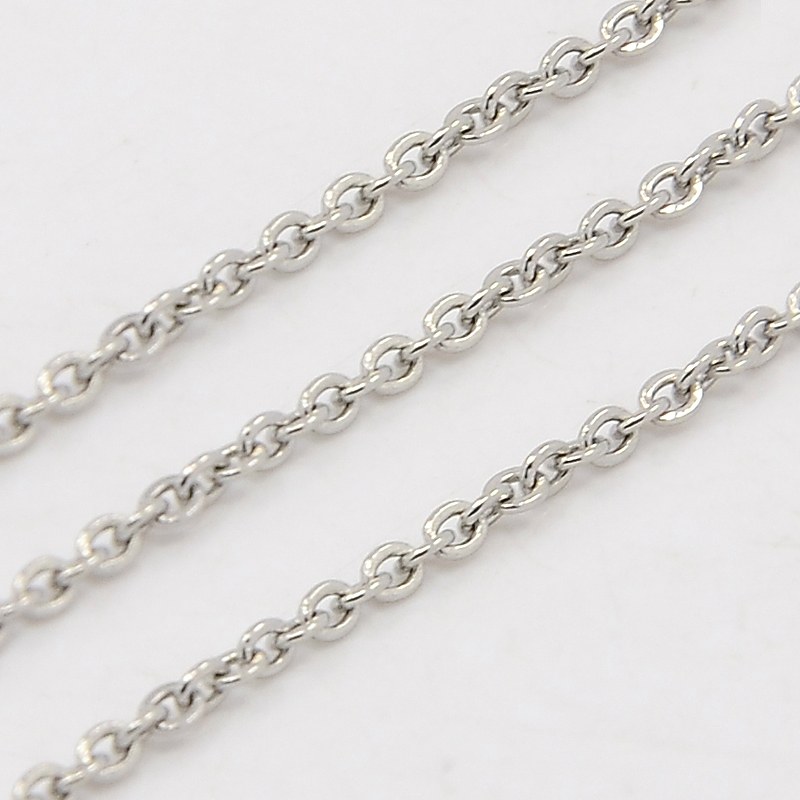 PandaHall 304 Stainless Steel Cable Chains, Stainless Steel Color, 2x1.5x0.5mm Stainless Steel