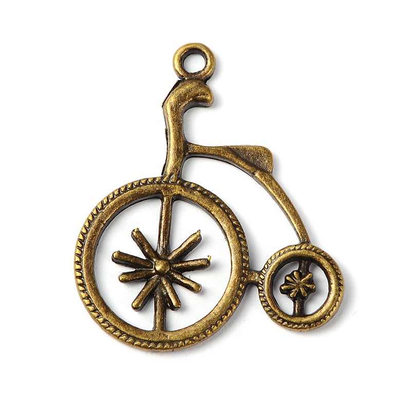 PandaHall 10PCS Antique Bronze Bike Tibetan Style Alloy Bicycle Pendants, Lead Free & Cadmium Free, 31x27x2mm, Hole: 2mm Alloy Vehicle