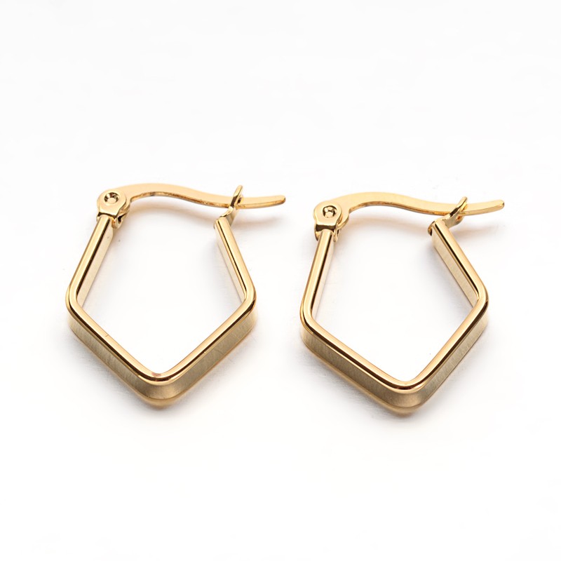 PandaHall Golden Plated 304 Stainless Steel Hoop Earrings, Golden, 26.5x3x15.5mm, Pin: 1x0.5mm Stainless Steel
