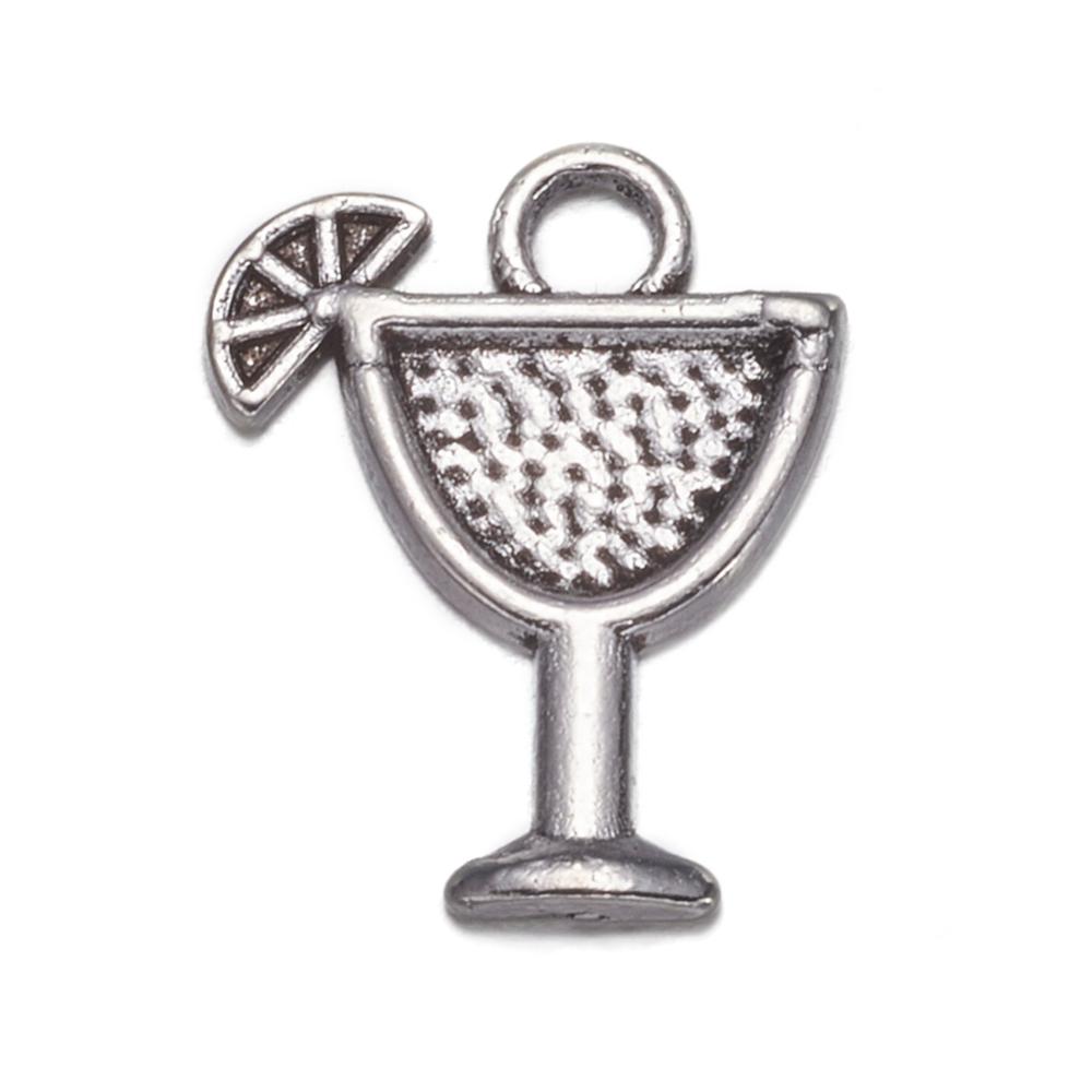 PandaHall Tibetan Style Tropical drink Pendants, Lead Free and Cadmium Free, Margarita, Antique Silver, 17x14x2mm  Alloy Tableware