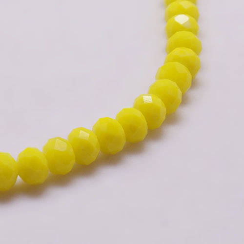 PandaHall Opaque Solid Color Faceted Glass Beads Strands, Rondelle, Yellow, 4x3mm, Hole: 1mm; about 149pcs/strand, 18.1" Glass Rondelle...
