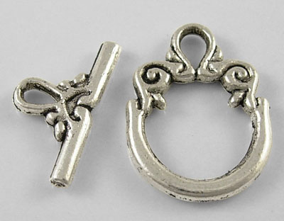 PandaHall Tibetan Silver Toggle Clasps, Lead Free, Cadmium Free and Nickel Free, Antique Silver, Ring: about 14mm wide, 20mm long, Bar...