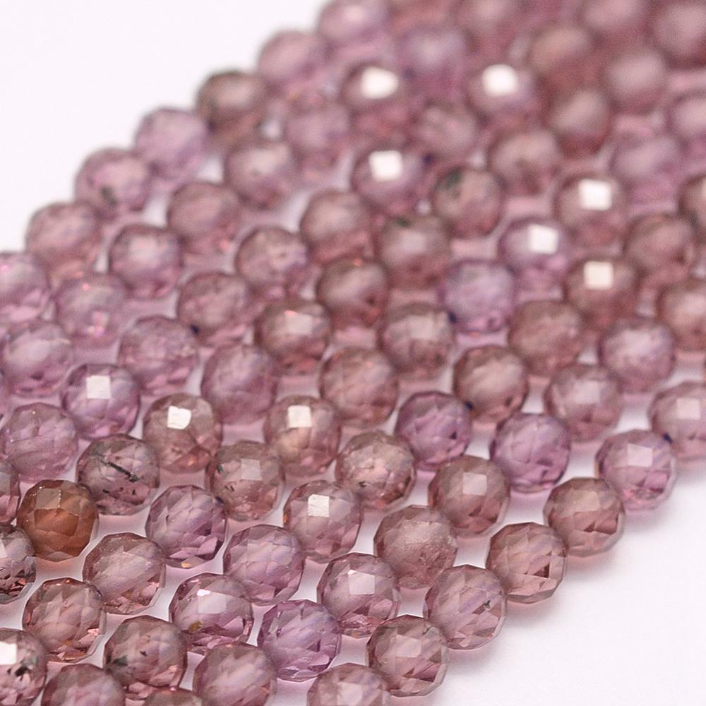 PandaHall Natural Garnet Beads Strands, Faceted, Round, 2.5mm, Hole: 0.5mm; about 145pcs/strand, 15.7"(40cm) Garnet Round Brown