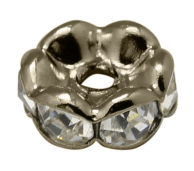 PandaHall Brass Rhinestone Spacer Beads, Grade AAA, Wavy Edge, Nickel Free, Gunmetal, Rondelle, Crystal, 8x3.8mm, Hole: 1.5mm...