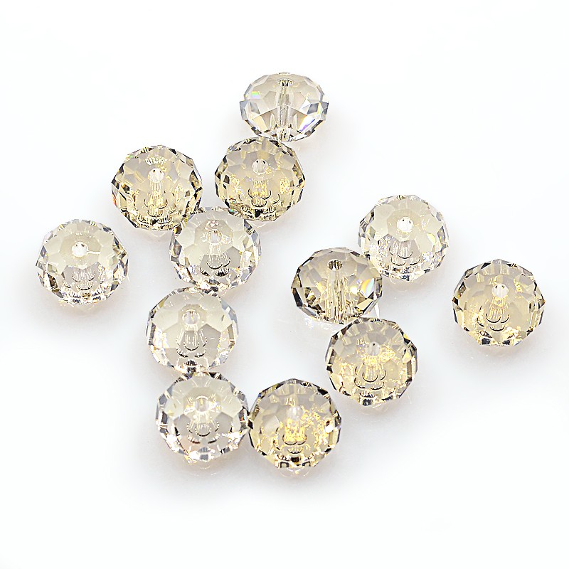 PandaHall Austrian Crystal Beads Loose Beads, Silver. Shadow 5040 12mm Faceted Rondelle, Size: about 12mm in diameter, 8mm thick, hole:1.5mm