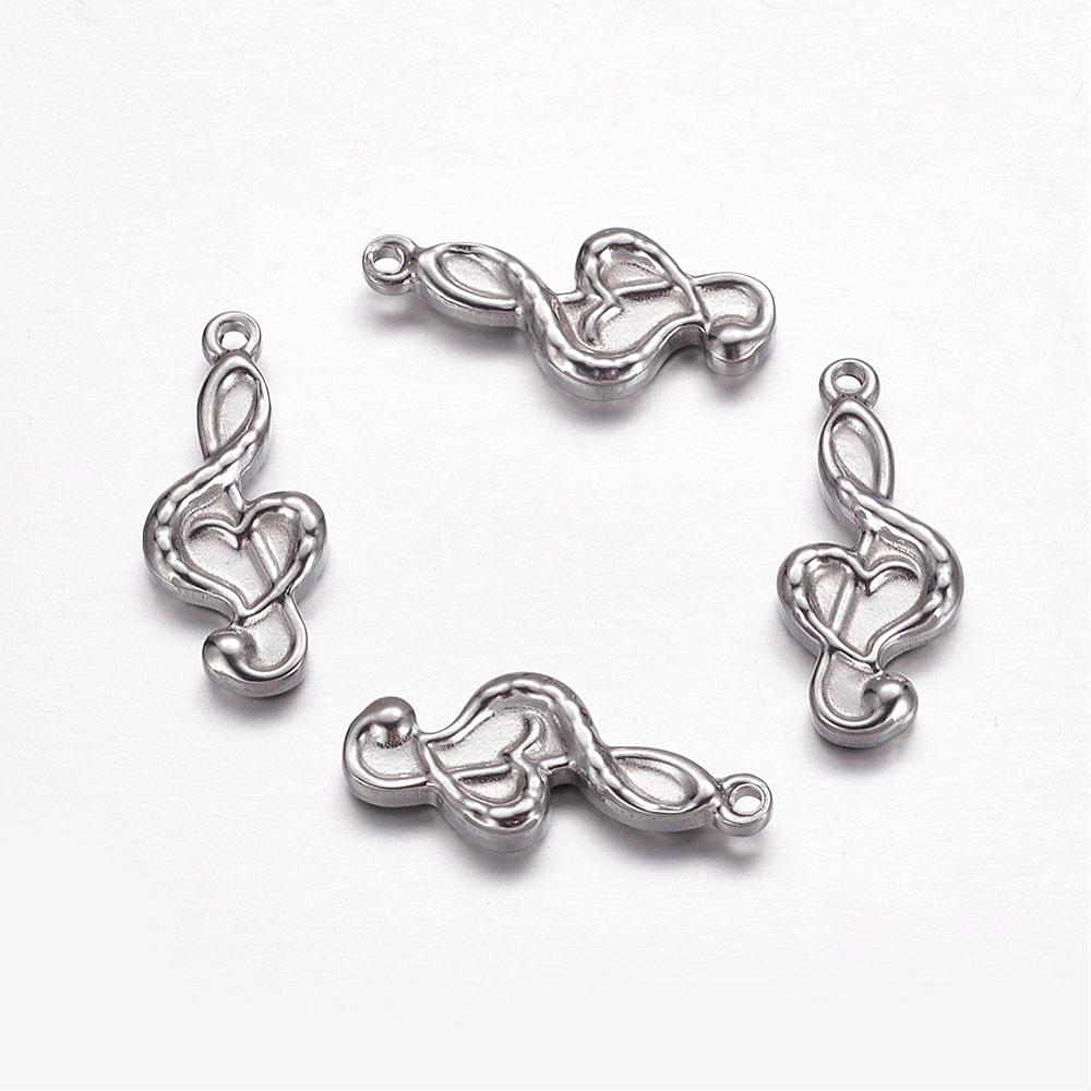 PandaHall 304 Stainless Steel Pendants, Musical Note, Stainless Steel Color, 22x9.5x3mm, Hole: 1.5mm Stainless Steel+Other Material Musical...