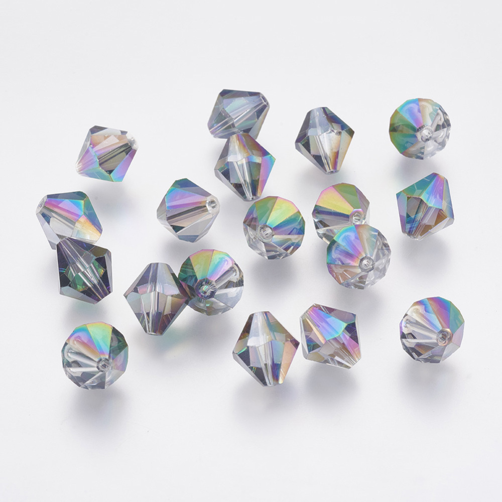 PandaHall Imitation Austrian Crystal Beads, Grade AAA, Faceted, Bicone, Colorful, 9.5x10mm, Hole: 0.8~1.1mm Glass Bicone