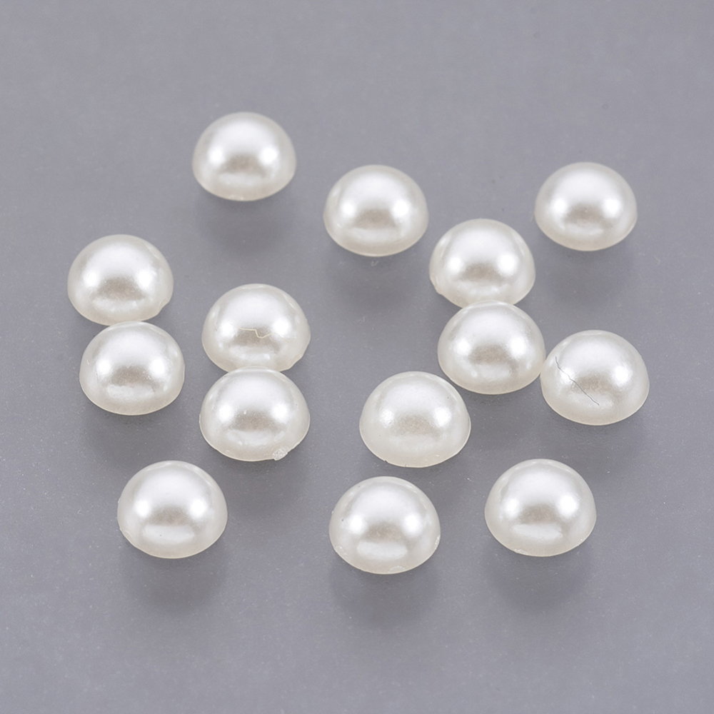 PandaHall 5000pcs ABS Plastic Imitation Pearl Cabochons, Half Round, Beige, 5x2.5mm ABS Plastic Half Round Yellow