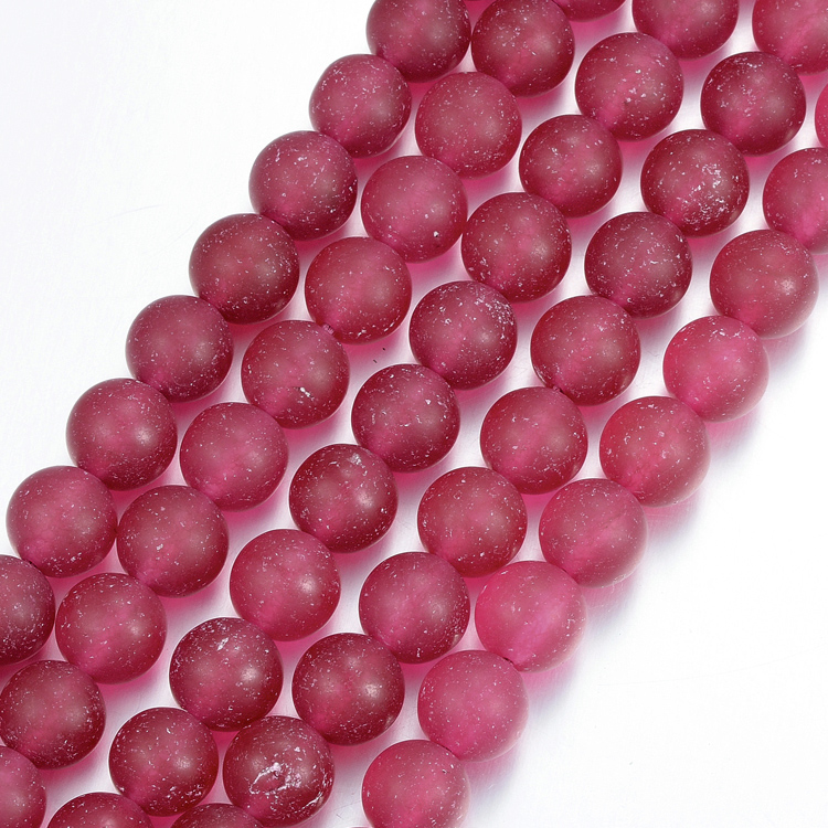 PandaHall Frosted Natural Malaysia Jade Round Beads Strands, Dyed, Camellia, 10mm, Hole: 1mm; about 38pcs/strand, 15.7" Malaysia Jade Round...