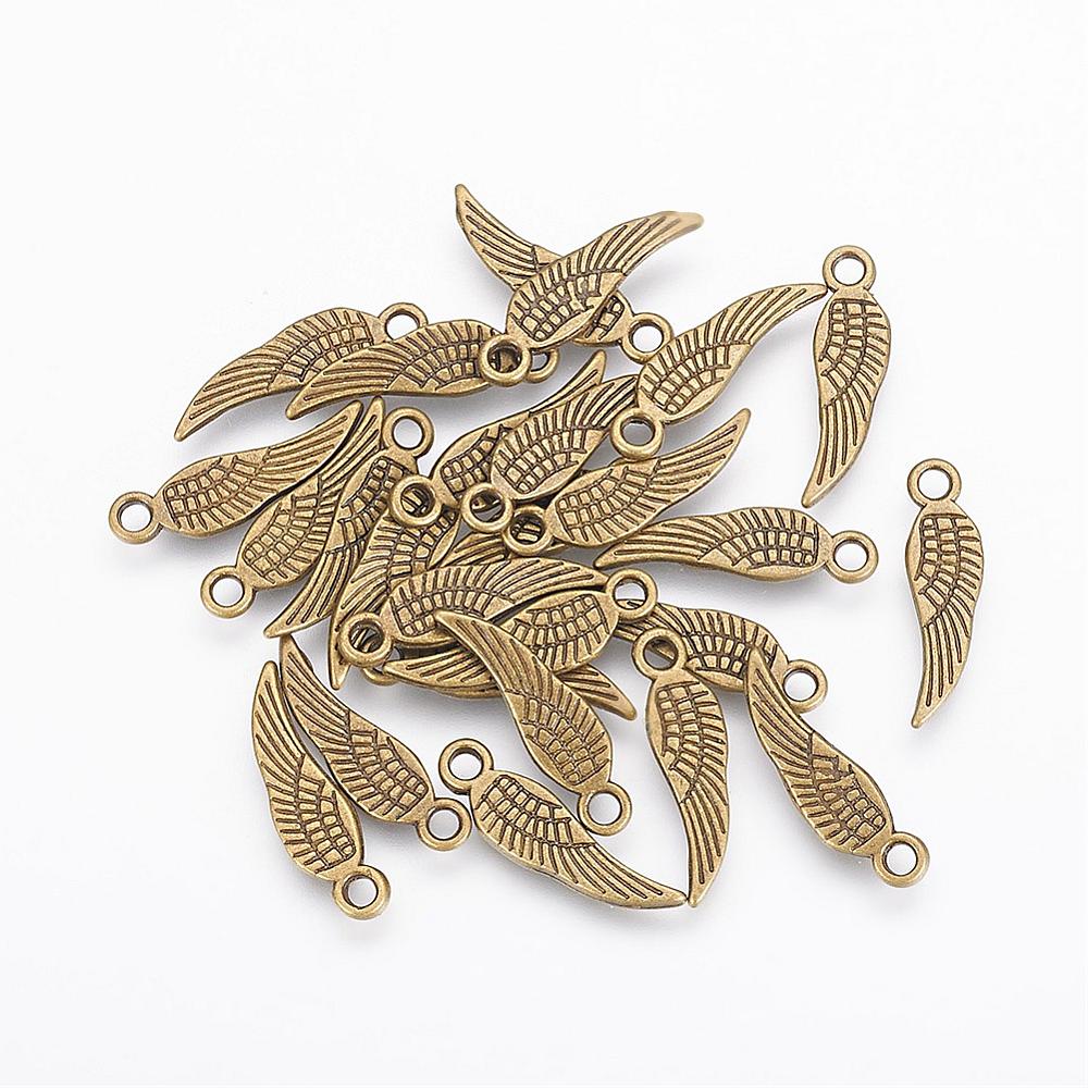 PandaHall Tibetan Style Pendants, Lead Free & Cadmium Free, Wing, Antique Bronze, 16x5x1mm, Hole: 1mm Alloy Wing