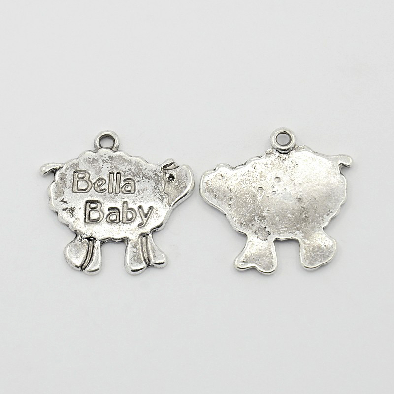 PandaHall Tibetan Style Pendants, Lead Free and Cadmium Free, Sheep, Antique Silver Color, about 24mm long, 23mm wide, 1.5mm thick, hole...