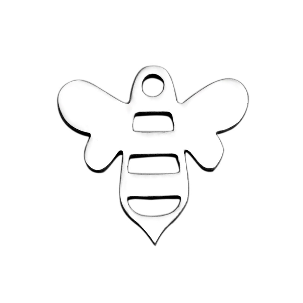 PandaHall 304 Stainless Steel Charms, Bee, Stainless Steel Color, 12.5x14x1mm, Hole: 1.5mm Stainless Steel Bees