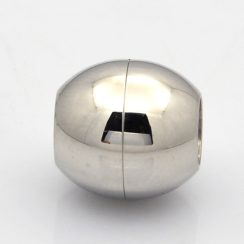 PandaHall Drum 304 Stainless Steel Magnetic Clasps, Stainless Steel Color, 13x13mm, Hole: 6mm Stainless Steel Drum