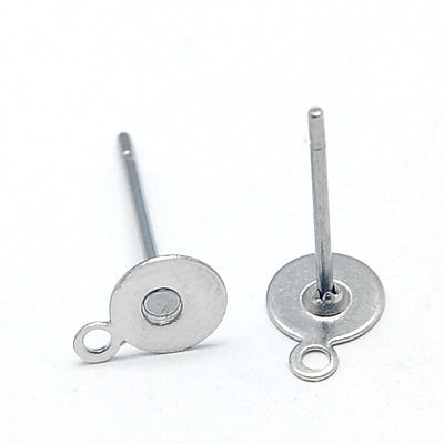 PandaHall 304 Stainless Steel Stud Earring Findings, 12x7mm, Hole: 1mm, Pin: 0.7mm Stainless Steel