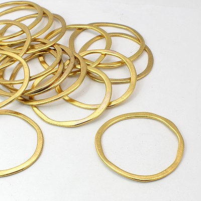 PandaHall Tibetan Style Linking Rings, Rondelle, Lead Free & Cadmium Free, Antique Golden, 51x49x1.5mm Alloy Ring