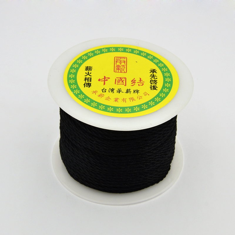 PandaHall Round String Thread Polyester Fibre Cords, Black, 2mm, about 50m/roll Polyester Black