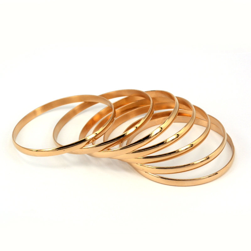 PandaHall 304 Stainless Steel Bangles, Golden, 68mm; 5.2mm; about 7pcs/set Stainless Steel