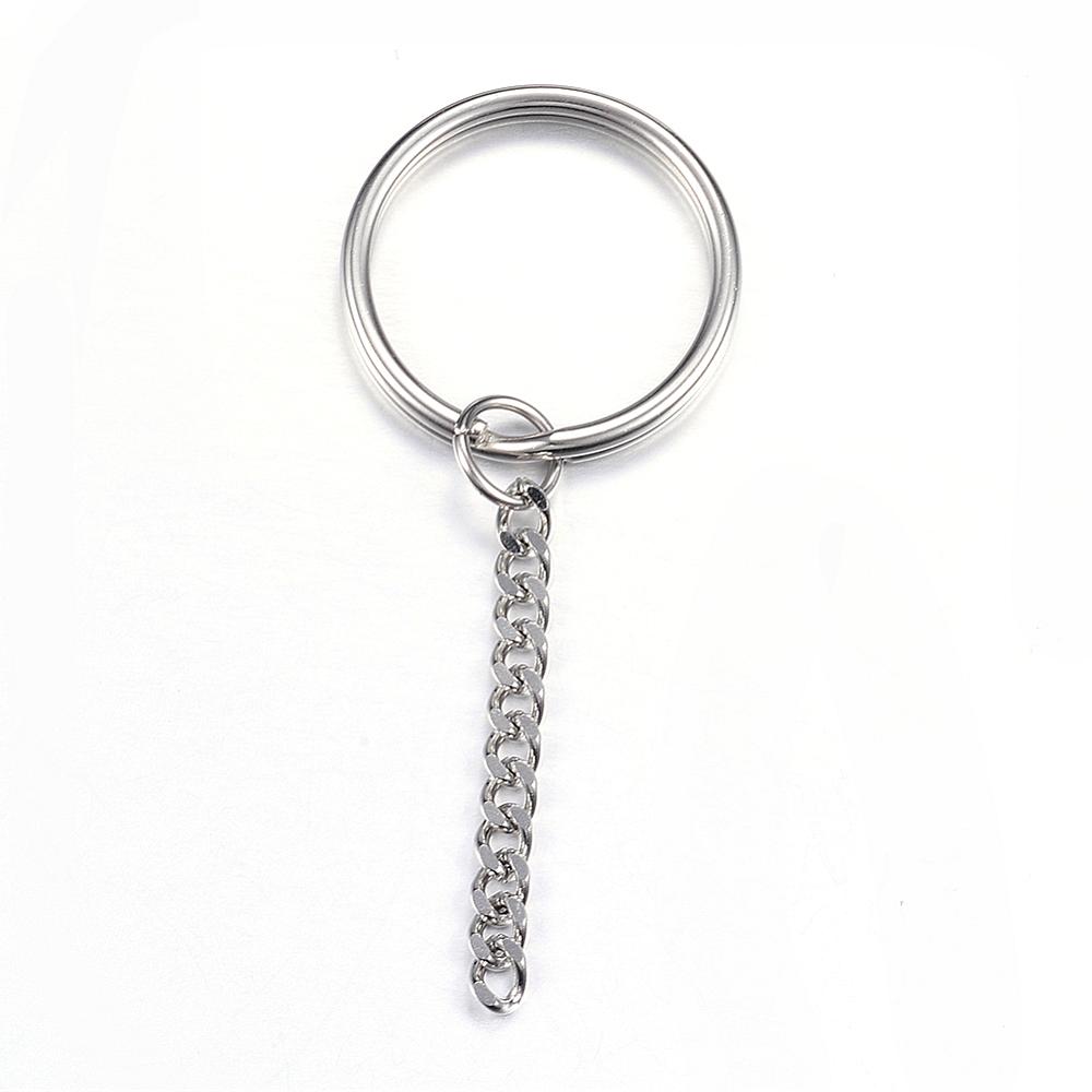 PandaHall 304 Stainless Steel Key Chain Ring, Stainless Steel Color, 74mm Stainless Steel Ring