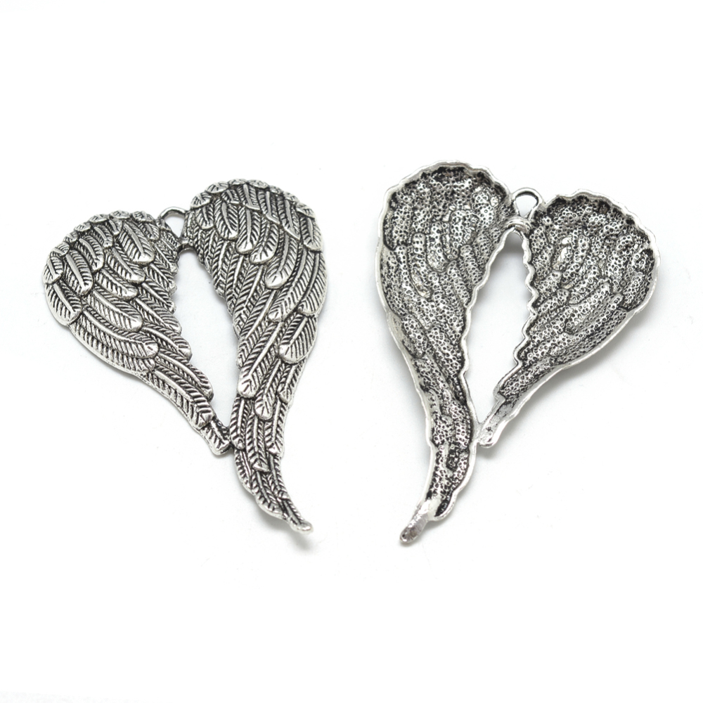 PandaHall Tibetan Style Alloy Big Pendants, Lead Free & Cadmium Free, Wing, Antique Silver, 68.5x47x5mm, Hole: 3mm Alloy Wing