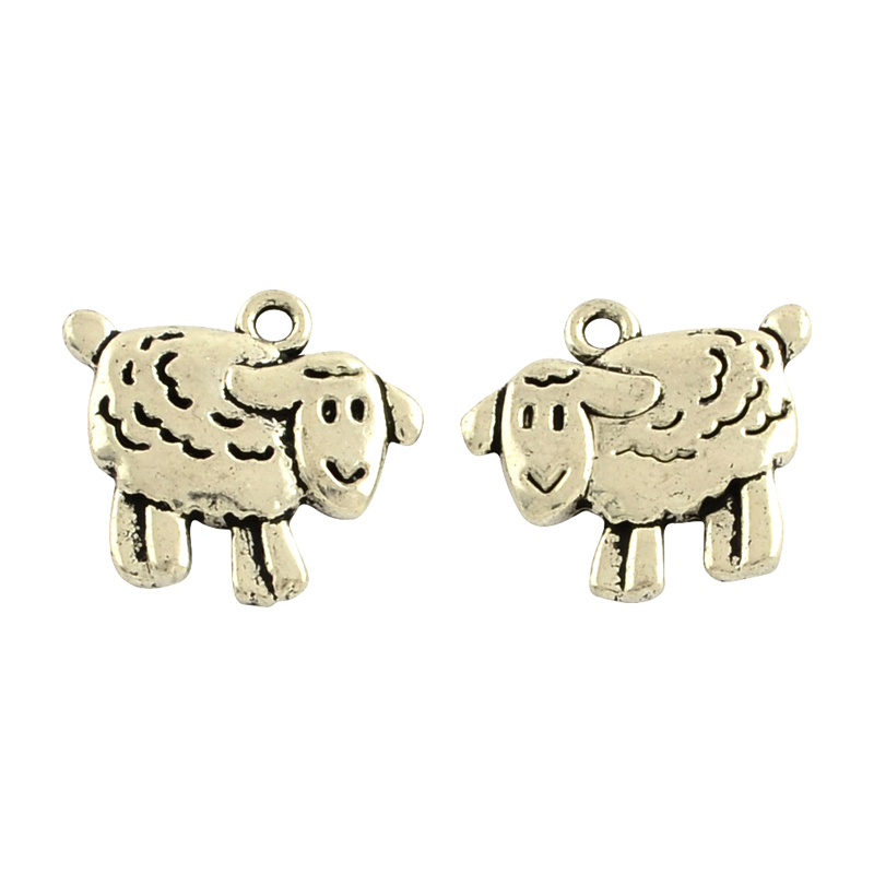 PandaHall Tibetan Style Alloy Sheep Pendants, Lead Free & Cadmium Free, Antique Silver, 17x18x3mm, Hole: 2mm; about 429pcs/1000g Alloy Sheep