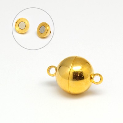 PandaHall 304 Stainless Steel Magnetic Clasps, Round, Golden, 21x14mm, Hole: 2mm Stainless Steel Round