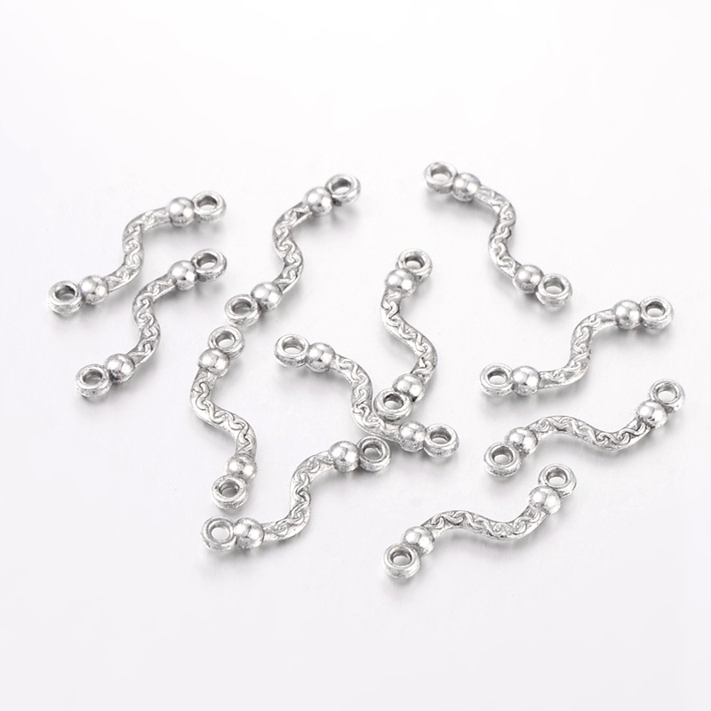 PandaHall Antique Silver Color Alloy Twist Bar Links, Lead Free, Nickel Free and Cadmium Free, about 22.5mm long, 6mm wide, 3mm thick, hole...