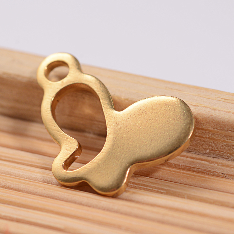PandaHall Butterfly 304 Stainless Steel Charms, Golden, 14x10x1mm, Hole: 2mm Stainless Steel Butterfly