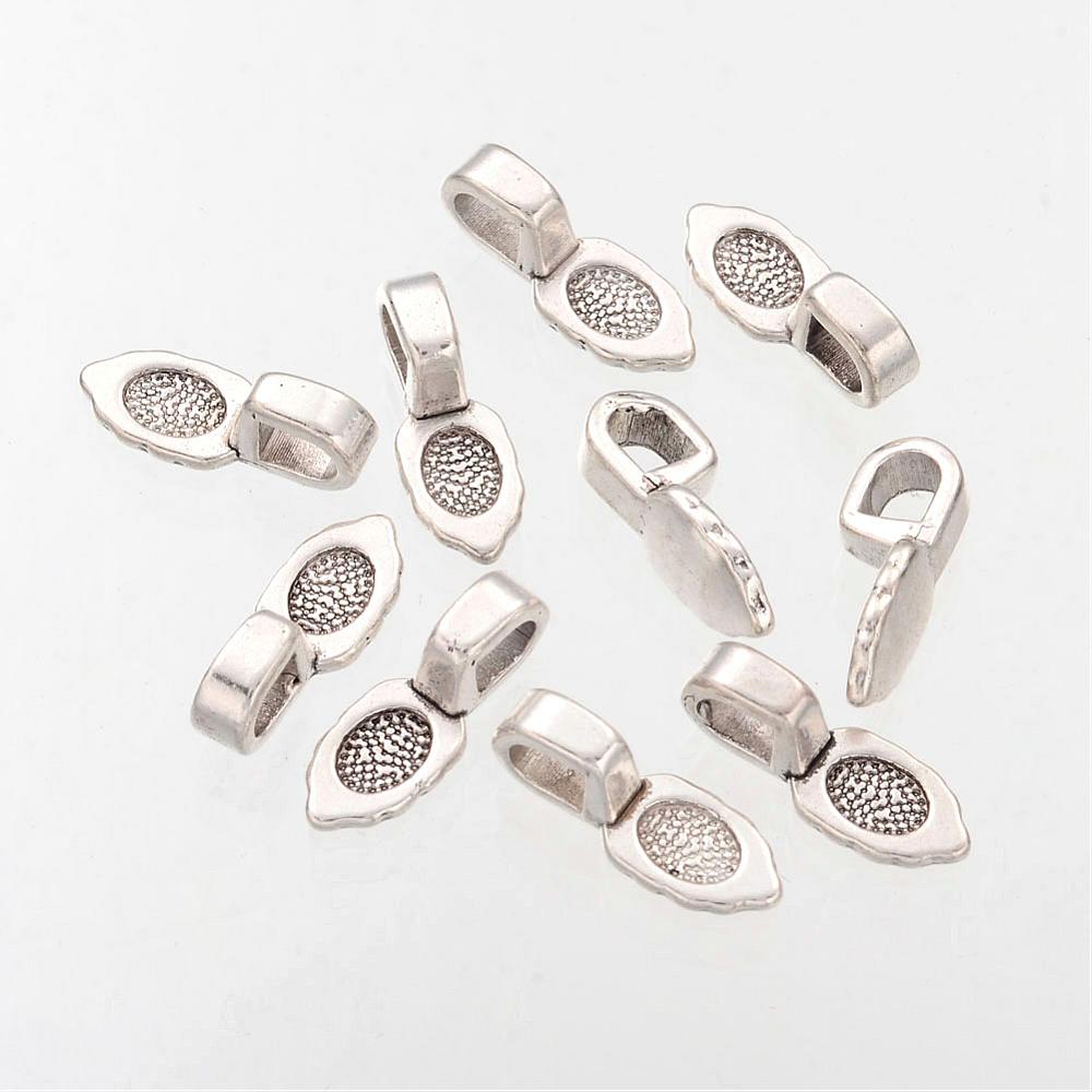 PandaHall Spade Tibetan Style Pendant Glue-on Bails, Lead Free & Cadmium Free, Antique Silver, 16mm long, 6mm wide, 5mm thick, Hole: 3mm...
