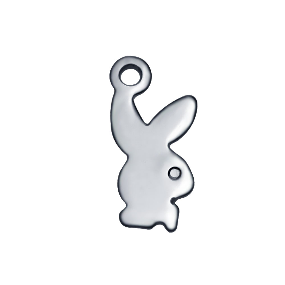 PandaHall 304 Stainless Steel Charms, Rabbit, Stainless Steel Color, 12x6x1mm, Hole: 1mm Stainless Steel Rabbit
